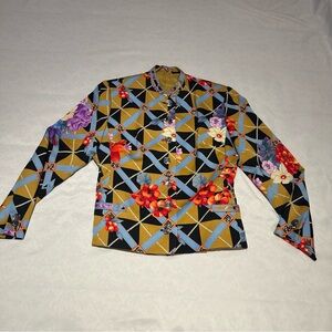 Blue and Black Geometric Lightweight Jacket